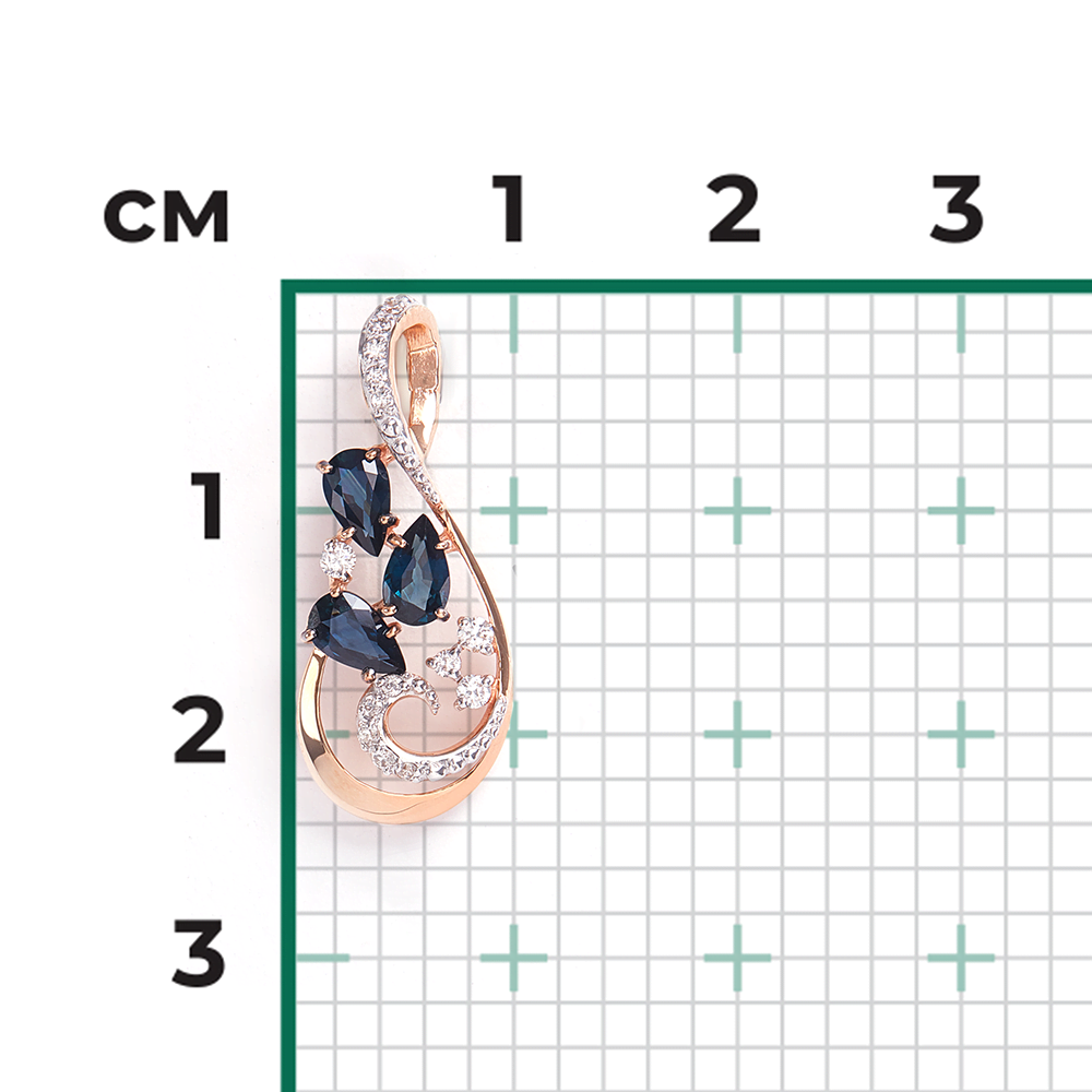 Подвеска из красного золота с сапфирами и бриллиантами 03-0525-00-105-1110-30
