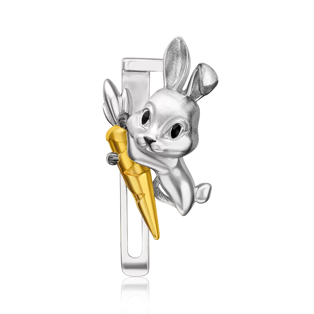 Аксессуар на лацкан «Кролик» из серебра с эмалью 12-0014-00-000-0200