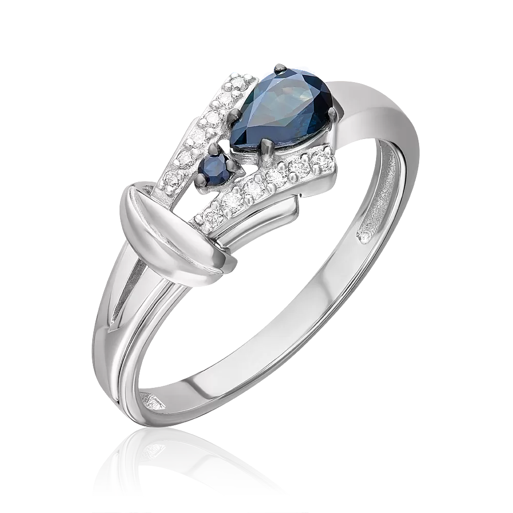 Кольцо из белого золота с сапфирами и бриллиантами 01-5727-00-105-1120