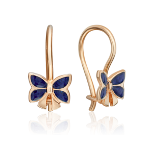 Детские серьги «Банты» с французским замком из красного золота с эмалью 02-3043-01-000-1110-25