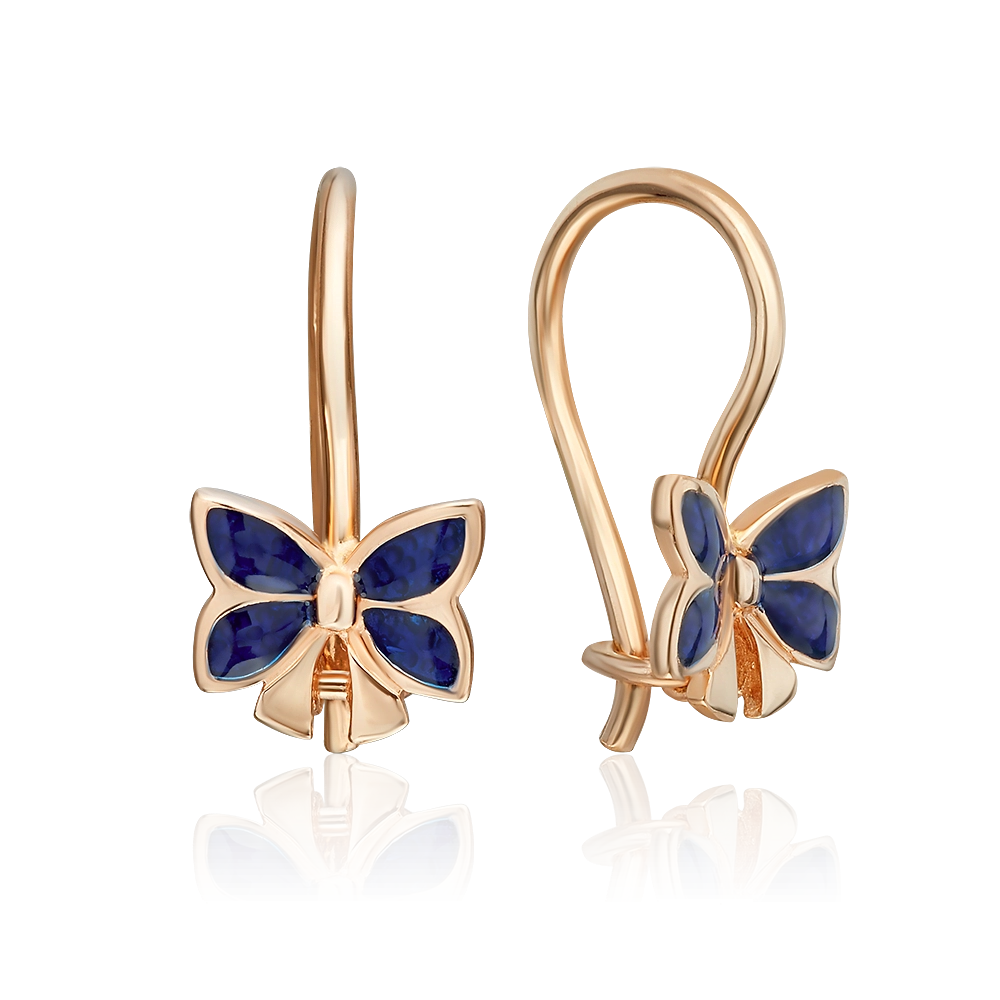 Детские серьги «Банты» с французским замком из красного золота с эмалью 02-3043-01-000-1110-25