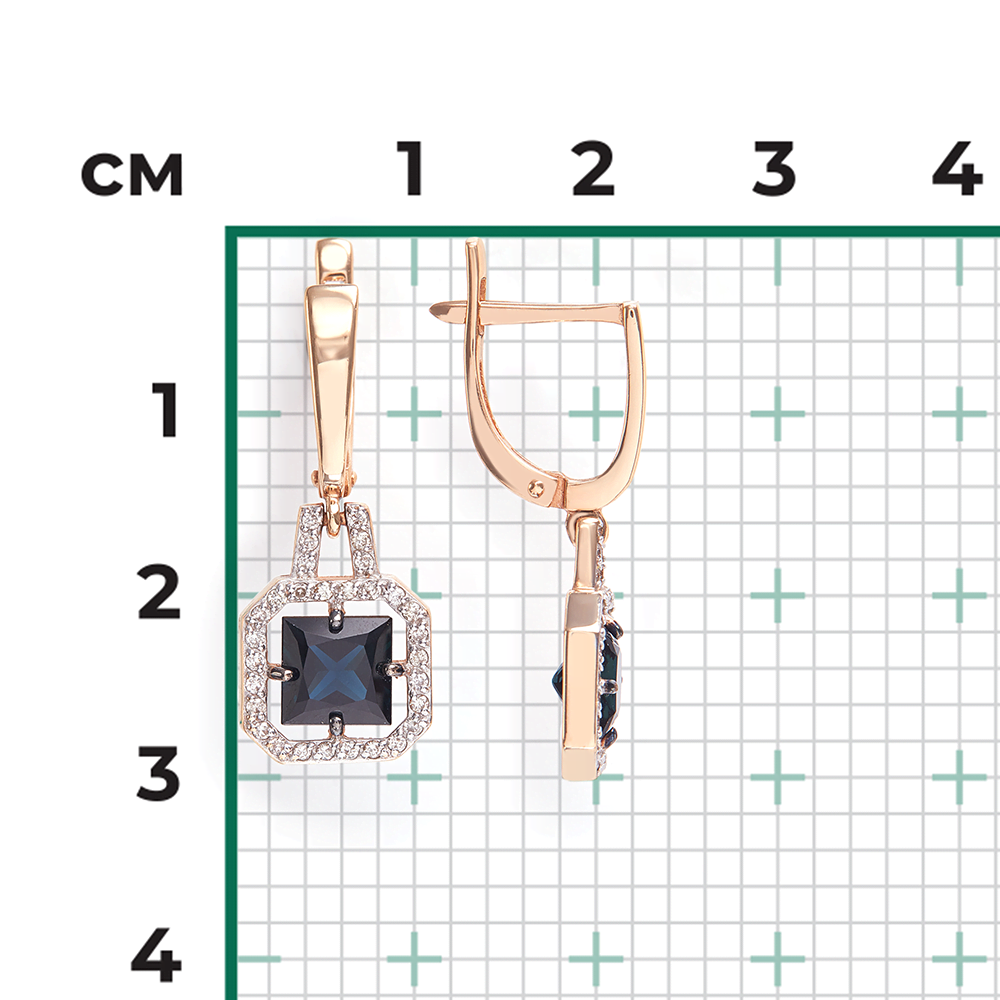 Серьги с английским замком из красного золота с сапфиром и бриллиантами 02-0723-00-105-1110-30