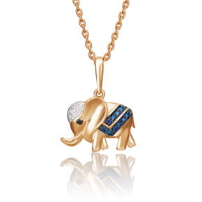 Подвеска «Слон» из красного золота с фианитами