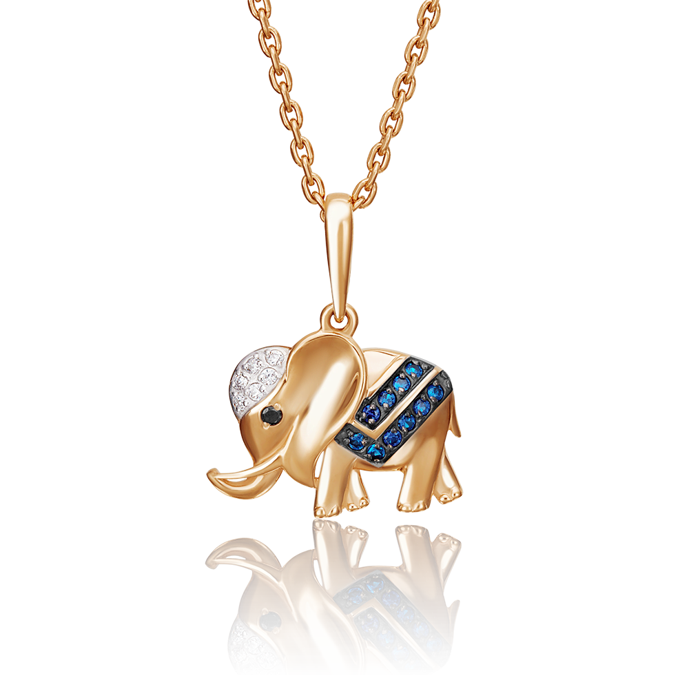 Подвеска «Слон» из красного золота с фианитами 03-2362-00-404-1110-03