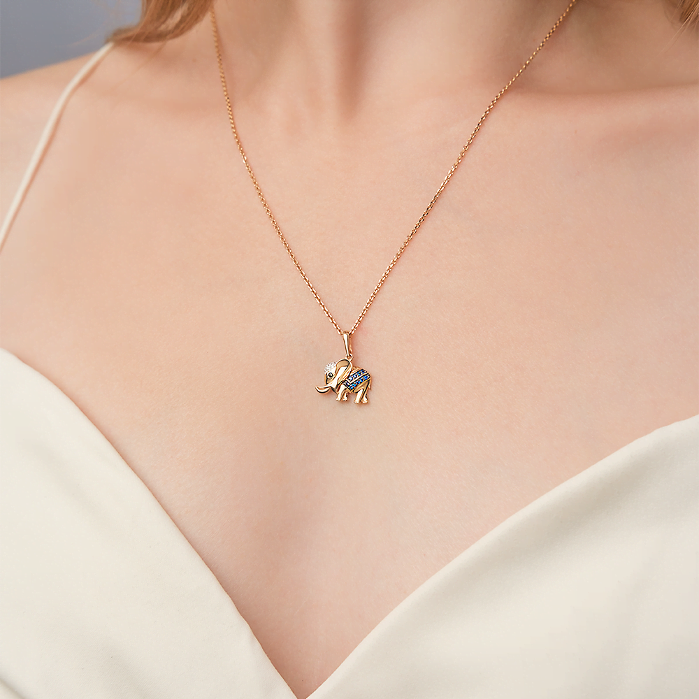 Подвеска «Слон» из красного золота с фианитами 03-2362-00-404-1110-03