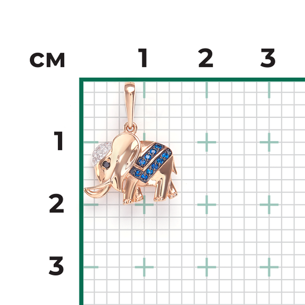 Подвеска «Слон» из красного золота с фианитами 03-2362-00-404-1110-03