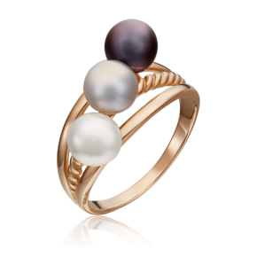 Кольцо из красного золота с жемчугом культивированным 01-5331-01-301-1110-31