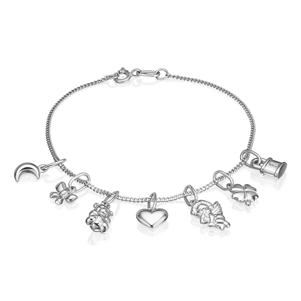 Браслет панцирного плетения с набором подвесок «Семь дней» из серебра 16-0005-00-000-0200