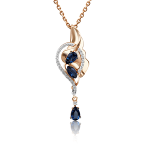 Подвеска из красного золота с сапфирами и бриллиантами 03-2862-00-105-1110-30