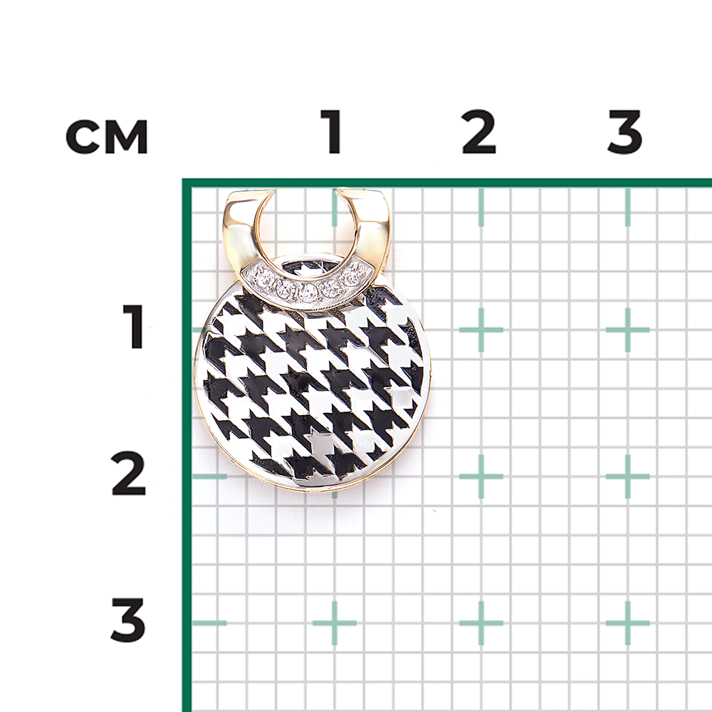 Подвеска с принтом «Гусиная лапка» из комбинированного золота с фианитами и эмалью 03-3446-00-401-1121