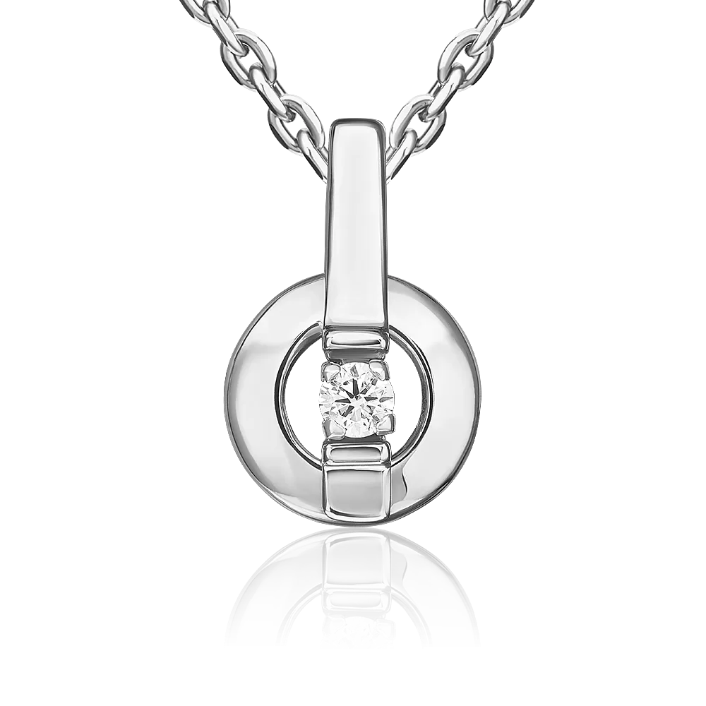 Подвеска из белого золота с бриллиантом 03-3528-00-101-1120