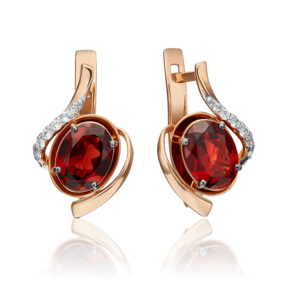 Серьги с английским замком из красного золота с гранатом и натуральными топазами white 02-4458-00-264-1110-57