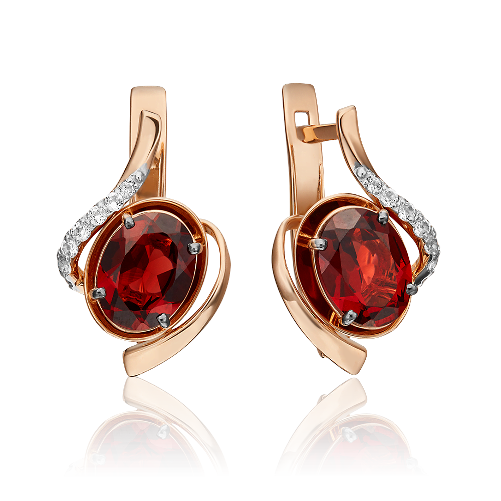 Серьги с английским замком из красного золота с гранатом и натуральными топазами white 02-4458-00-264-1110-57
