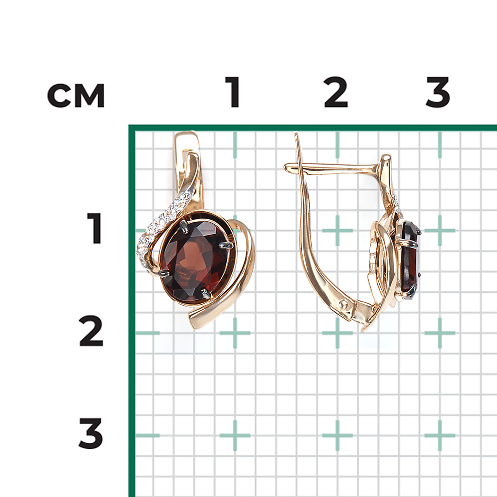 Серьги с английским замком из красного золота с гранатом и натуральными топазами white 02-4458-00-264-1110-57