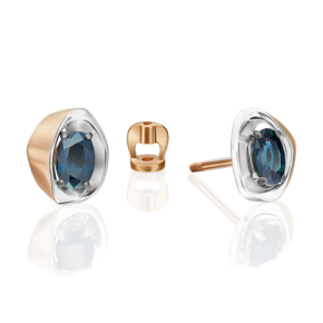 Серьги-пусеты из комбинированного золота с сапфиром 02-5224-00-102-1111