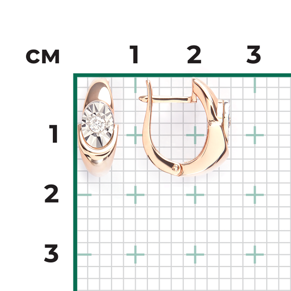 Серьги с английским замком из комбинированного золота с бриллиантом 02-5247-00-101-1111