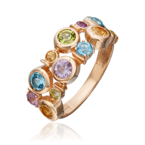 Кольцо из красного золота с миксом камней 01-5447-00-730-1110-57