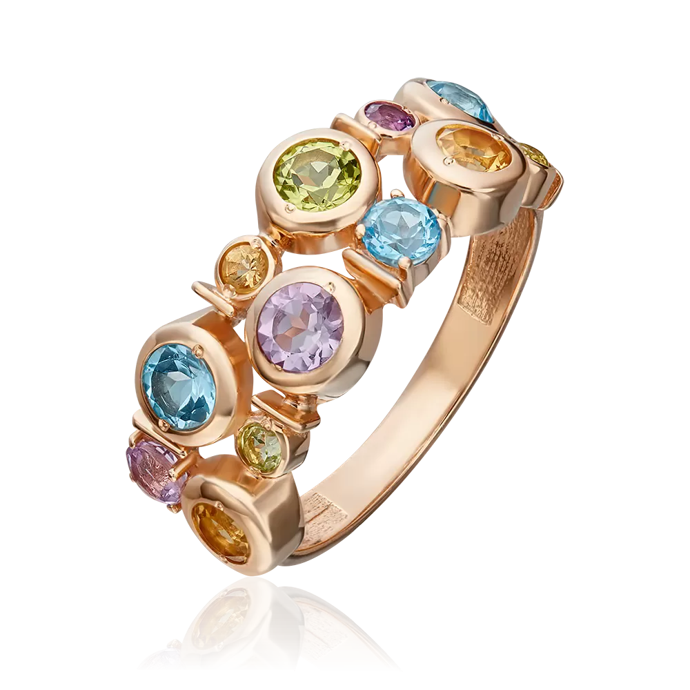 Кольцо из красного золота с миксом камней 01-5447-00-730-1110-57