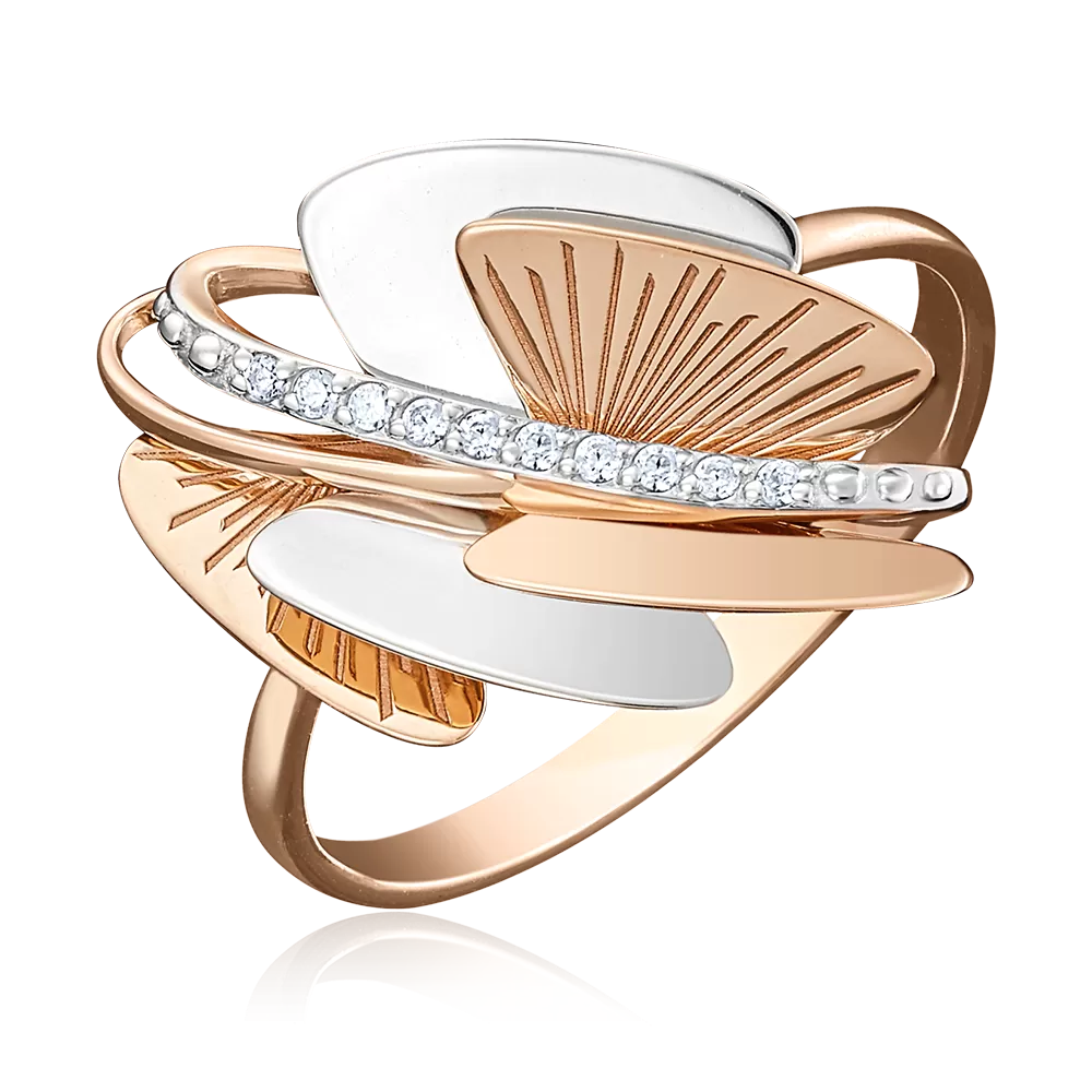 Кольцо из красного золота с фианитами 01-5047-00-401-1110-48