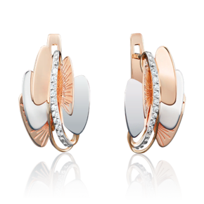 Серьги с английским замком из красного золота с фианитами 02-3958-00-401-1110-48