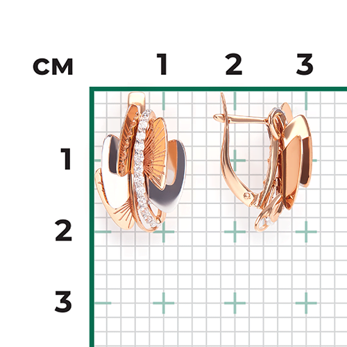 Серьги с английским замком из красного золота с фианитами 02-3958-00-401-1110-48