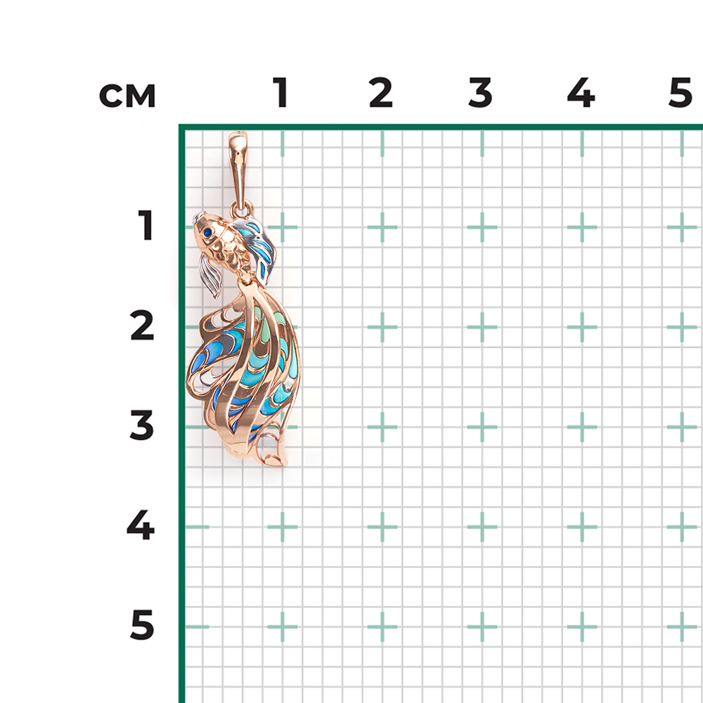 Подвеска «Рыбка» из красного золота с эмалью 03-2686-00-000-1110-48