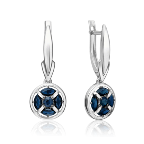 Серьги с английским замком из белого золота с сапфирами 02-5509-00-102-1120