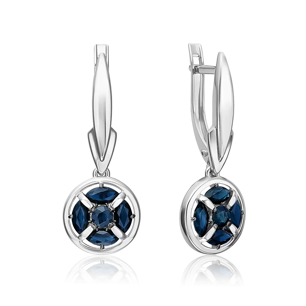Серьги с английским замком из белого золота с сапфирами 02-5509-00-102-1120
