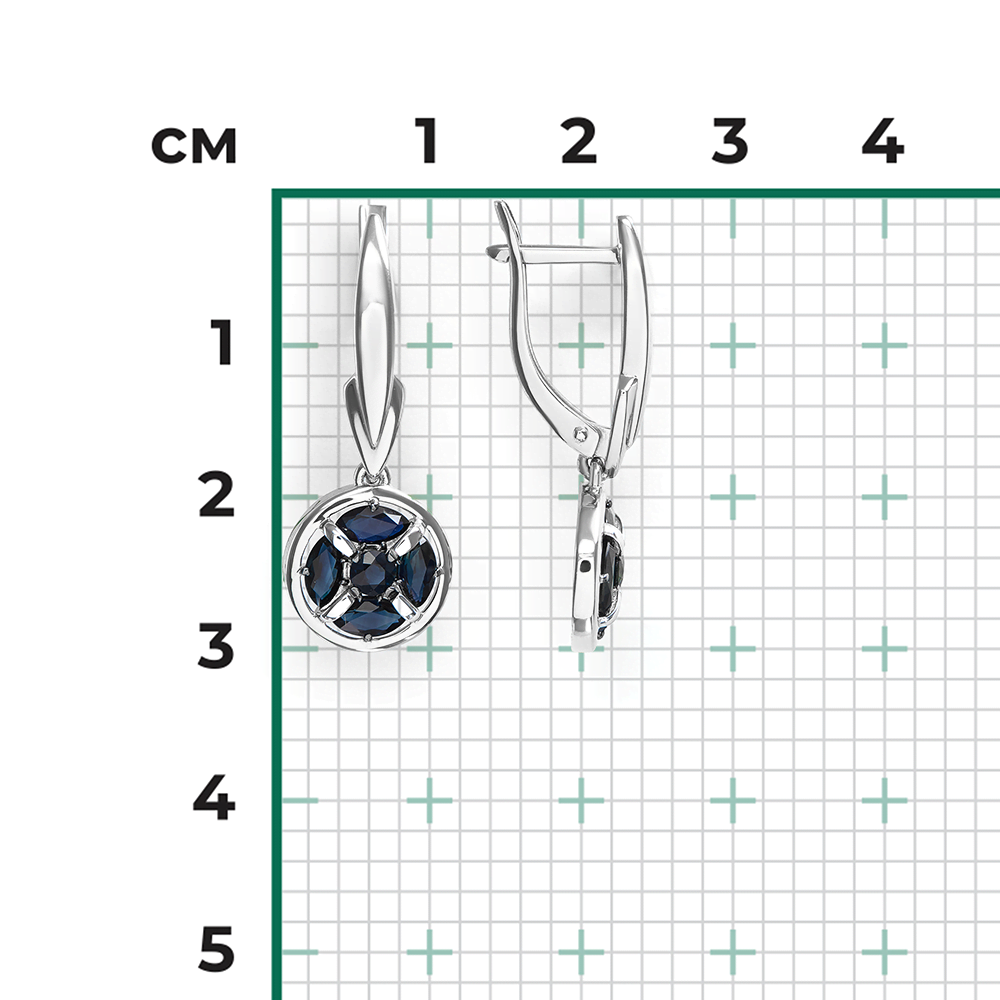 Серьги с английским замком из белого золота с сапфирами 02-5509-00-102-1120
