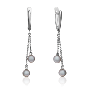 Серьги с английским замком из белого золота с жемчугом культивированным 02-4379-00-301-1120-31