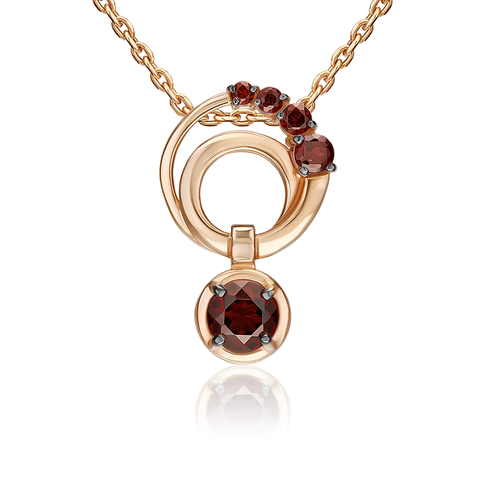 Подвеска из красного золота с гранатами 03-3580-00-204-1110