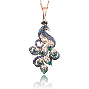 Подвеска «Павлин» из красного золота с фианитами 03-2207-03-404-1110-52