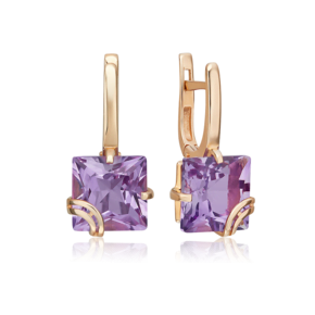 Серьги с английским замком из красного золота с аметистом 02-2211-00-203-1110-46