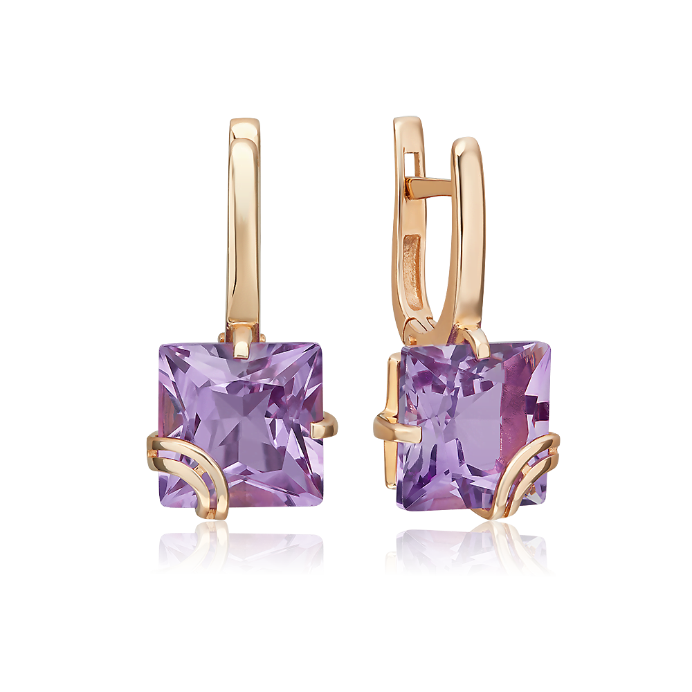 Серьги с английским замком из красного золота с аметистом 02-2211-00-203-1110-46