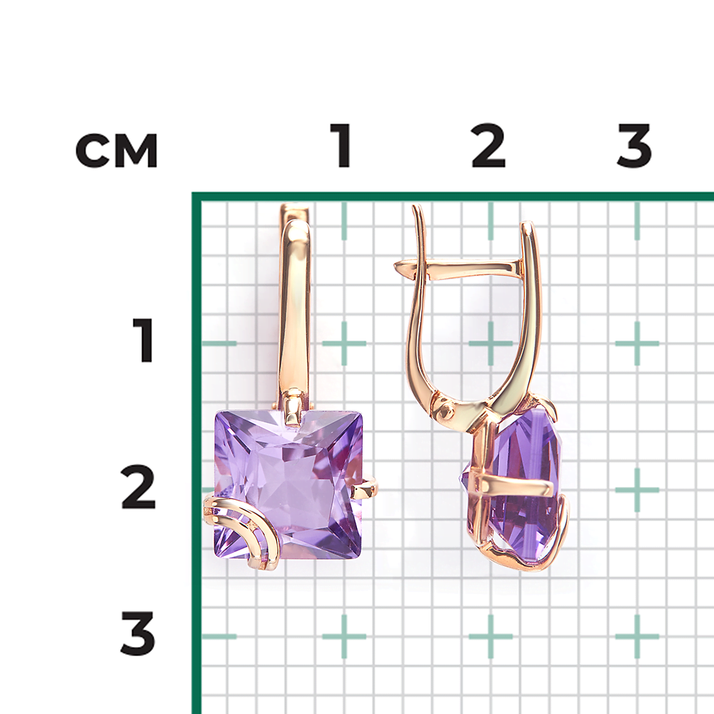 Серьги с английским замком из красного золота с аметистом 02-2211-00-203-1110-46