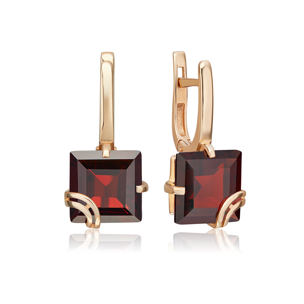 Серьги с английским замком из красного золота с гранатом 02-2211-00-204-1110-46
