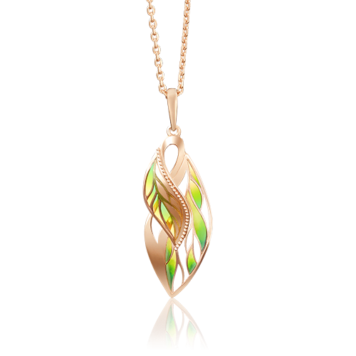 Подвеска «Перья» из красного золота с эмалью 03-2687-00-000-1110-48