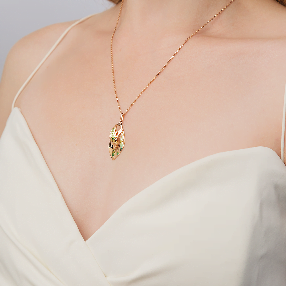 Подвеска «Перья» из красного золота с эмалью 03-2687-00-000-1110-48