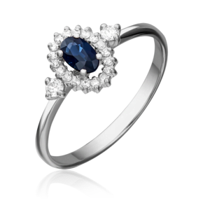 Кольцо из белого золота с сапфиром и бриллиантами 01-1448-00-105-1120-30