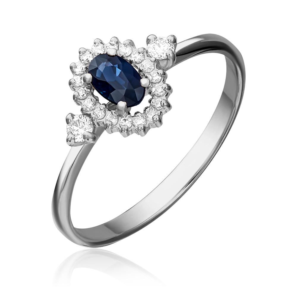 Кольцо из белого золота с сапфиром и бриллиантами 01-1448-00-105-1120-30