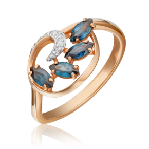 Кольцо из красного золота с сапфирами и бриллиантами 01-1449-00-105-1110-30