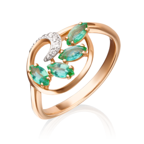 Кольцо из красного золота с изумрудами и бриллиантами 01-1449-00-106-1110-30