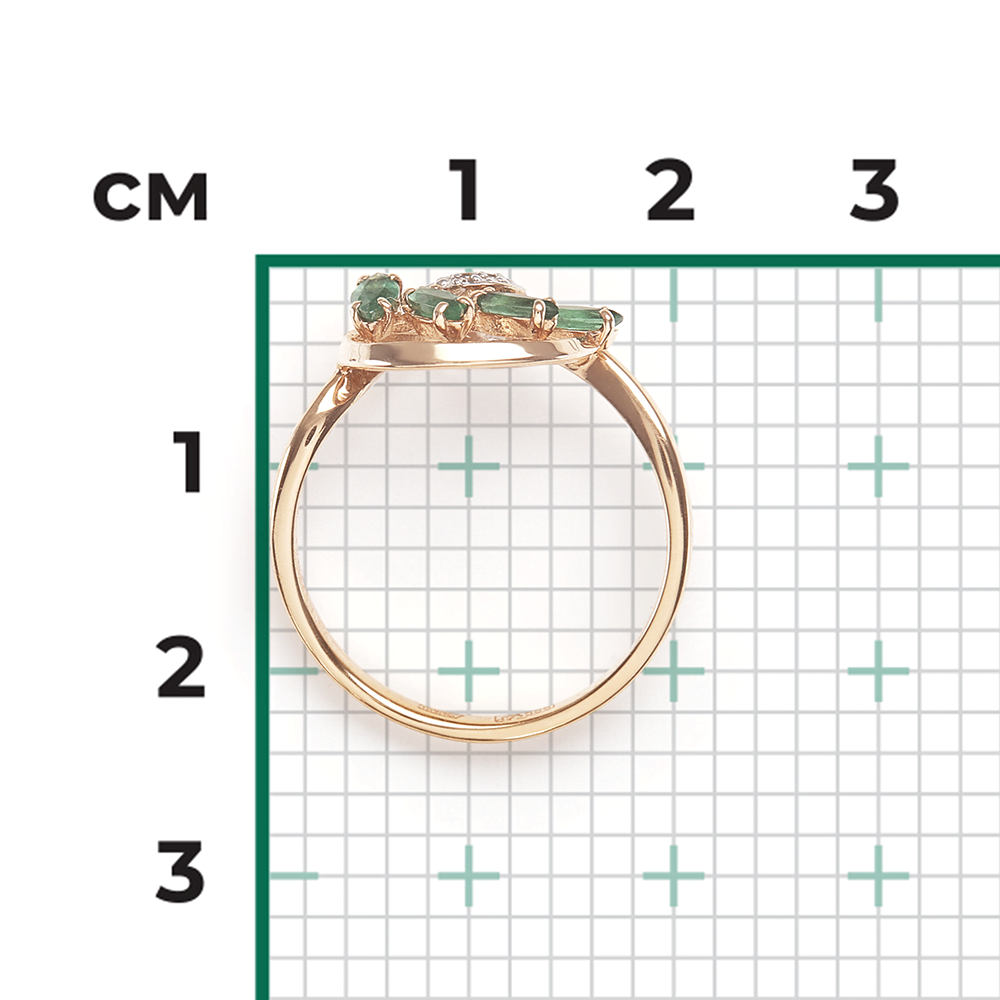 Кольцо из красного золота с изумрудами и бриллиантами 01-1449-00-106-1110-30