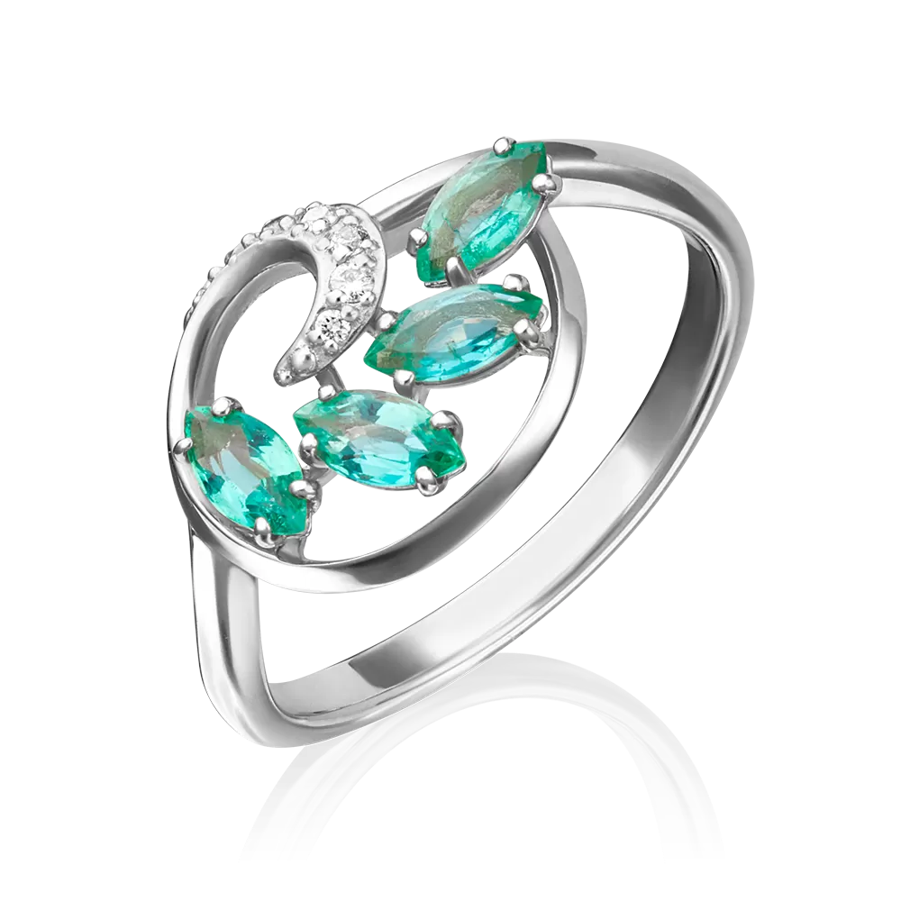 Кольцо из белого золота с изумрудами и бриллиантами 01-1450-00-106-1120-30