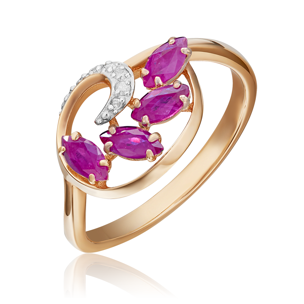 Кольцо из красного золота с рубинами и бриллиантами 01-1449-00-107-1110-30