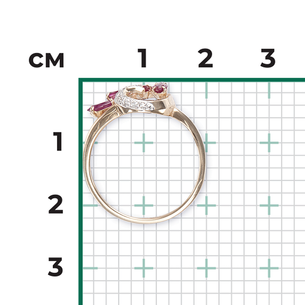 Кольцо из красного золота с рубинами и бриллиантами 01-1449-00-107-1110-30