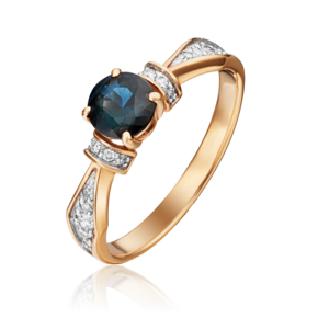 Кольцо из красного золота с сапфиром и бриллиантами 01-1451-00-105-1110-30