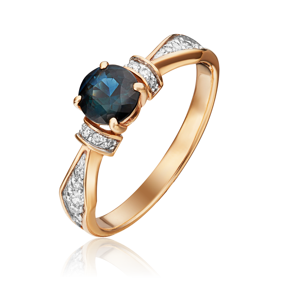 Кольцо из красного золота с сапфиром и бриллиантами 01-1451-00-105-1110-30