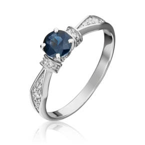 Кольцо из белого золота с сапфиром и бриллиантами 01-1452-00-105-1120-30
