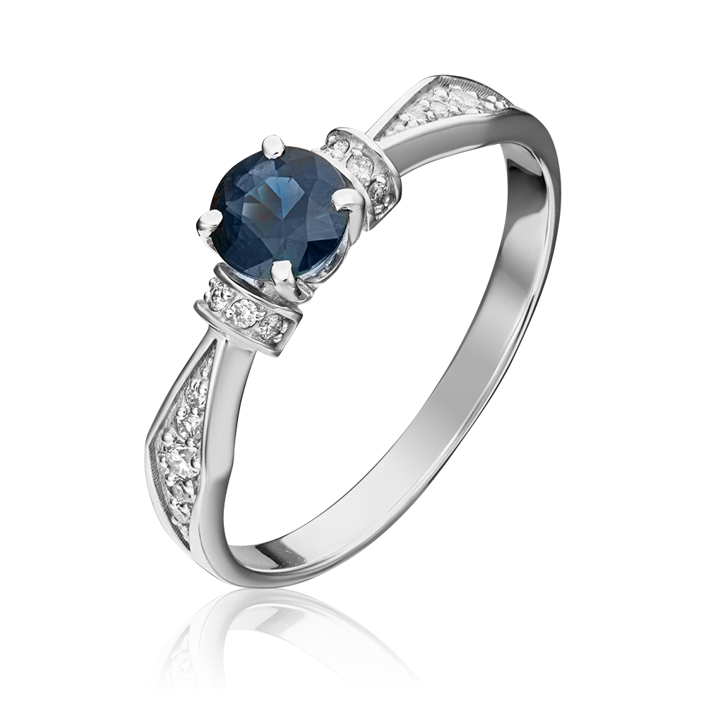 Кольцо из белого золота с сапфиром и бриллиантами 01-1452-00-105-1120-30